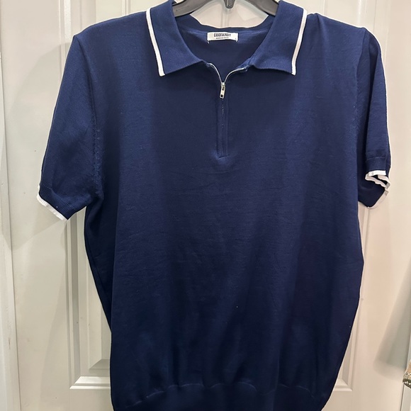 Coofandy Other - Coofandy Navy Blue Polo  quarter zip Sweater Men size L